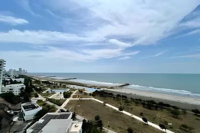 a view of the beach and the ocean at Suite con Vista al Mar en Cartagena 1106CB in Cartagena de Indias