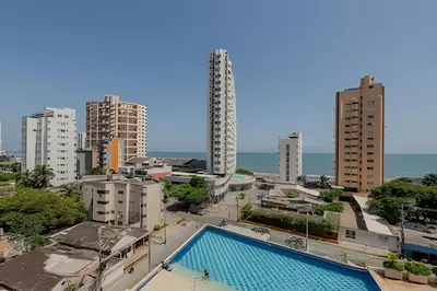 a view of a city skyline with tall buildings at Doble altura y lujoso apto vista al mar in Cartagena de Indias