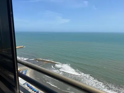 a view of the ocean from a train at Mar del norte in Cartagena de Indias