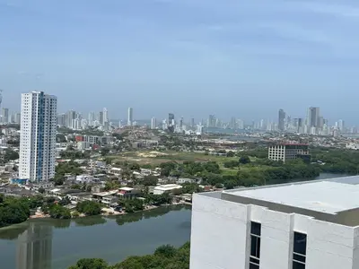 a view of a city with a river and buildings at Mar del norte in Cartagena de Indias