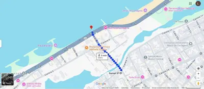 a map of a city with a blue trail at Apartamento cerca al mar y centro histórico in Cartagena de Indias