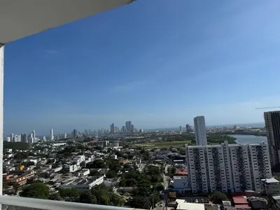 a view of a city with tall buildings at VISTA CARIBE- apartamento piso 25, marbella in Cartagena de Indias