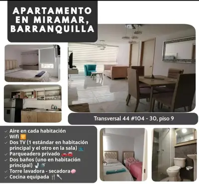 a collage of pictures of a living room and a dining room at Apartamento, Barranquilla - Miramar in Barranquilla