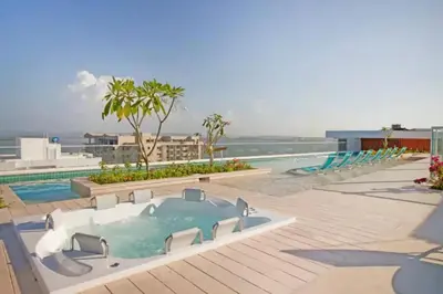 a rendering of a swimming pool at a resort at Modern Apartment Cielo Mar Terrace-Pool-Jacuzzi Close to the beach in Cartagena de Indias