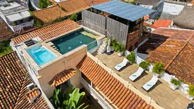 an overhead view of a house with a swimming pool at Upper Hotel in Cartagena de Indias