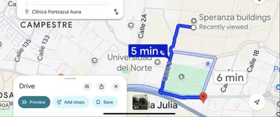 a map showing the location of a car park at Wow que vista!! Frente Ecoparque 7min CC Buenavista in Puerto Colombia