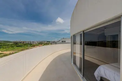a balcony of a building with a view of a city at Condominio Moderno nuevo Trevi in Cartagena de Indias