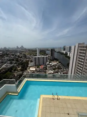 a swimming pool on the roof of a building at Casa Ingrid in Cartagena de Indias