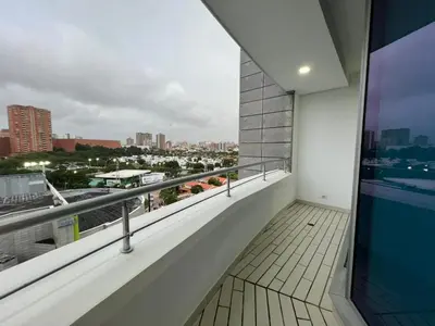 a balcony with a view of a city at Blue Gardens in Barranquilla