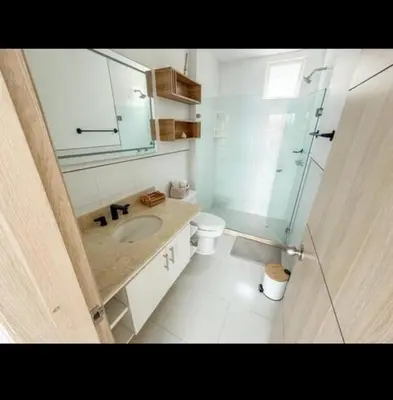 a bathroom with a sink and a shower and a toilet at Modern and comfortable in Cartagena de Indias
