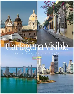a collage of photos of the city of calicoville at Cartagena Visible Hostal in Cartagena de Indias