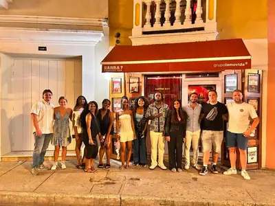 a group of people standing in front of a store at Cartagena Rumbera in Cartagena de Indias