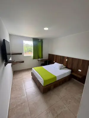 a bedroom with a bed and a television in it at Hotel Palma Grande By Origen