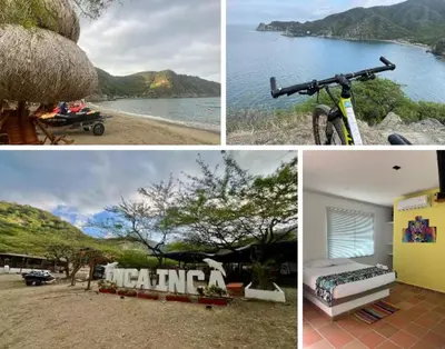 a collage of pictures of a beach and a body of water at Vive el Lujo Caribeño - Mansión Premium con Piscina Privada y Vista al Mar in Santa Marta