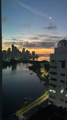 a view of a large body of water in a city at Vive al estilo Cartagenero frente al mar y al lago in Cartagena de Indias