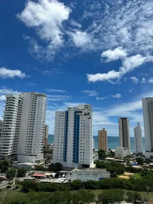 a group of tall buildings in a city at Caribbean Deluxe Apartment Walk to Beach WiFi in Cartagena de Indias