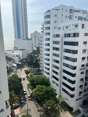 an aerial view of a city with tall buildings at Apto en Edificio Centauro Ideal para tu estadia in Cartagena de Indias