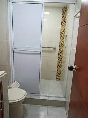 a bathroom with a shower and a toilet at Estudio piso 9 APTO 909 in Cartagena de Indias