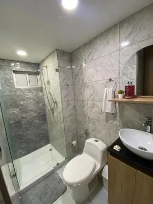 a bathroom with a shower and a toilet and a sink at Premium stay in a central area with parking in Cartagena de Indias