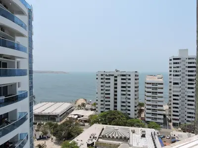 a view of the ocean from a building at Apartamento Laguito Bocagrande in Cartagena de Indias