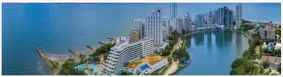 an aerial view of a city next to the water at Edificio Torre Centauro in Cartagena de Indias