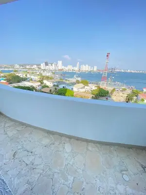 a white ledge with a view of the city at Hotel Cartagena Premium in Cartagena de Indias