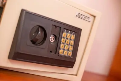 a microwave oven with its door open on a table at Hotel 3 Banderas in Cartagena de Indias