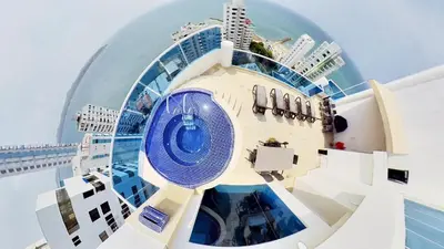 a view from the top of a cruise ship at OCEAN VIEW SPACIOUS PENTHOUSES WITH BIG TERRACES AND OVER 318 Square Meters in Cartagena de Indias