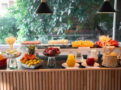 a buffet of fruit and vegetables on a table at Hotel Stil Cartagena in Cartagena de Indias