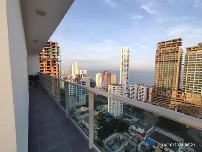 a balcony with a view of a city at Luxury Infinitum in Cartagena de Indias