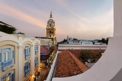 a view of a city with a clock tower at Delirio Hotel in Cartagena de Indias