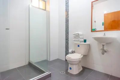 a bathroom with a toilet and a shower and a sink at Ayenda 1309 Villa Dilia in Barranquilla