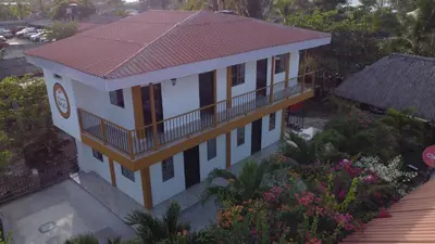 an overhead view of a house with a balcony at Alojamiento Bityn in Paso Nuevo