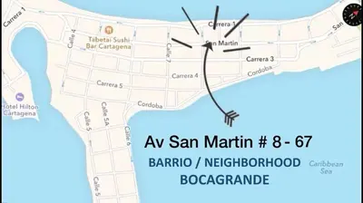 a map of san martín at STUDIO DELFINES / BOCAGRANDE in Cartagena de Indias