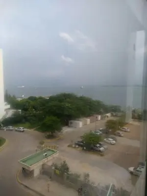 a view of a parking lot with a parking lot at Sea View Apartment 1-5C air wifi in Cartagena de Indias