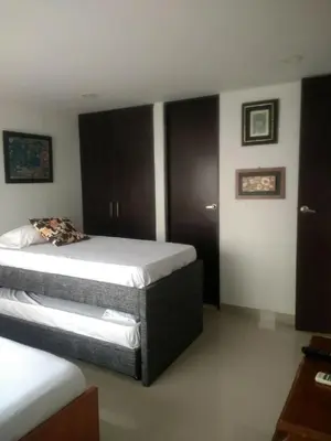 a bedroom with two beds in a room at Sea View Apartment 1-5C air wifi in Cartagena de Indias