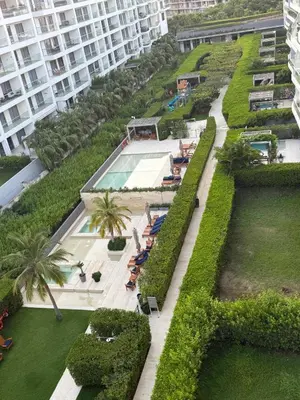 an overhead view of a resort with a swimming pool at Serena del Mar, Morros IO in Cartagena de Indias