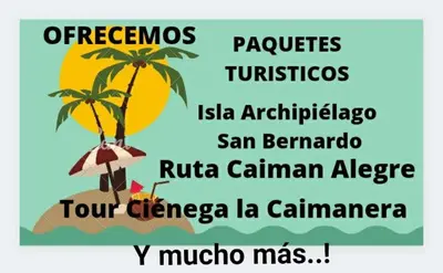 a poster of a island with a palm tree at Apartamento JHON in Coveñas