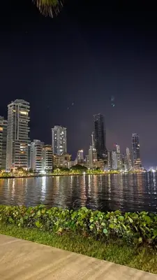 a view of a city skyline at night at Apartamento ideal en Cartagena in Cartagena de Indias