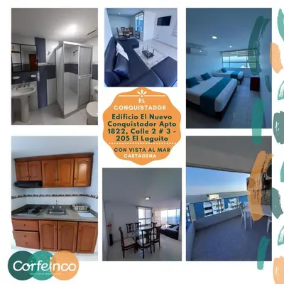 a collage of pictures of a kitchen and a living room at Apartamento en Cartagena Edificio El conquistador Sector el Laguito - By Corfeinco in Cartagena de Indias