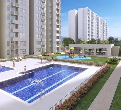 a rendering of a swimming pool in a apartment complex at HERMOSO APARTAMENTO CON BALCON, 3 Alcobas, 2 baños in Cartagena de Indias
