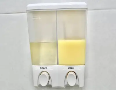 a blender with two different types of liquid in it at Casa del Gato in Cartagena de Indias