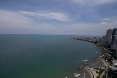 an aerial view of a beach with buildings and the ocean at LaurdHomes Palmetto Sea View, 2Rooms 2BTH Hot Ware in Cartagena de Indias