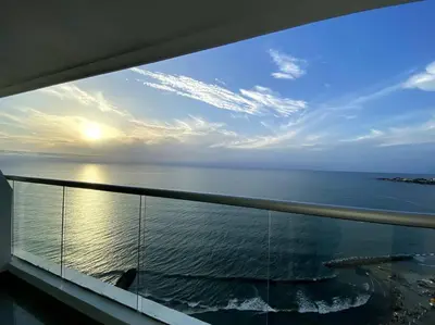 a view of the ocean from a balcony at APARTAMENTO PALMETTO ELIPTIC Bocagrande in Cartagena de Indias