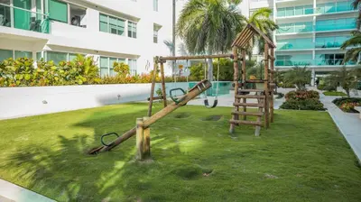 a playground in a yard in a building at apartamento 1 alcoba morros 922 rnt 132107 in Cartagena de Indias