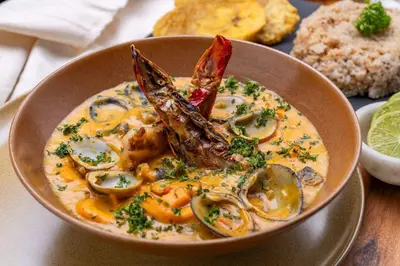 a bowl of soup with a shrimp in it at Oz Hotel Cartagena in Cartagena de Indias