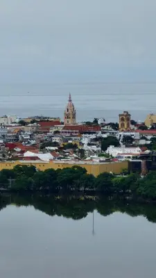 a view of a city from across the water at Apartamento Cartagena 180, vista espectacular in Cartagena de Indias