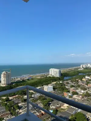 a view of a city and the ocean from a balcony at Taller del artista II in Cartagena de Indias