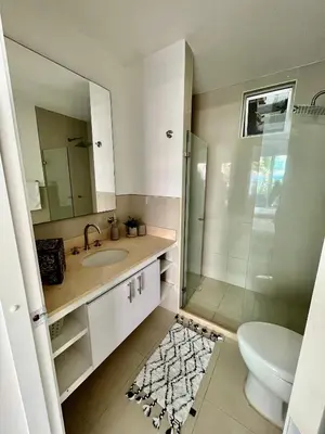 a bathroom with a shower and a sink and a toilet at MORROS EPIC 1111 in Cartagena de Indias