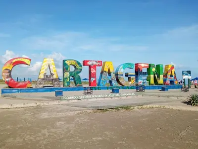 a sign for a beach with the word ocean at Apartamento encanto in Cartagena de Indias